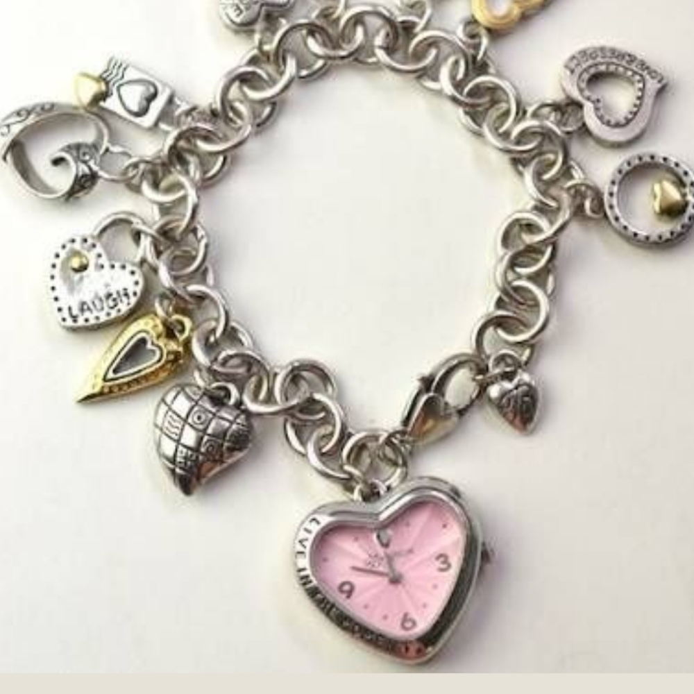 BRIGHTON Charm Bracelet Watch Pink Go with Your Heart